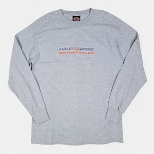 Vintage Harley Davidson Long Sleeve T-Shirt Men's L Grey Made In USA 90's Biker